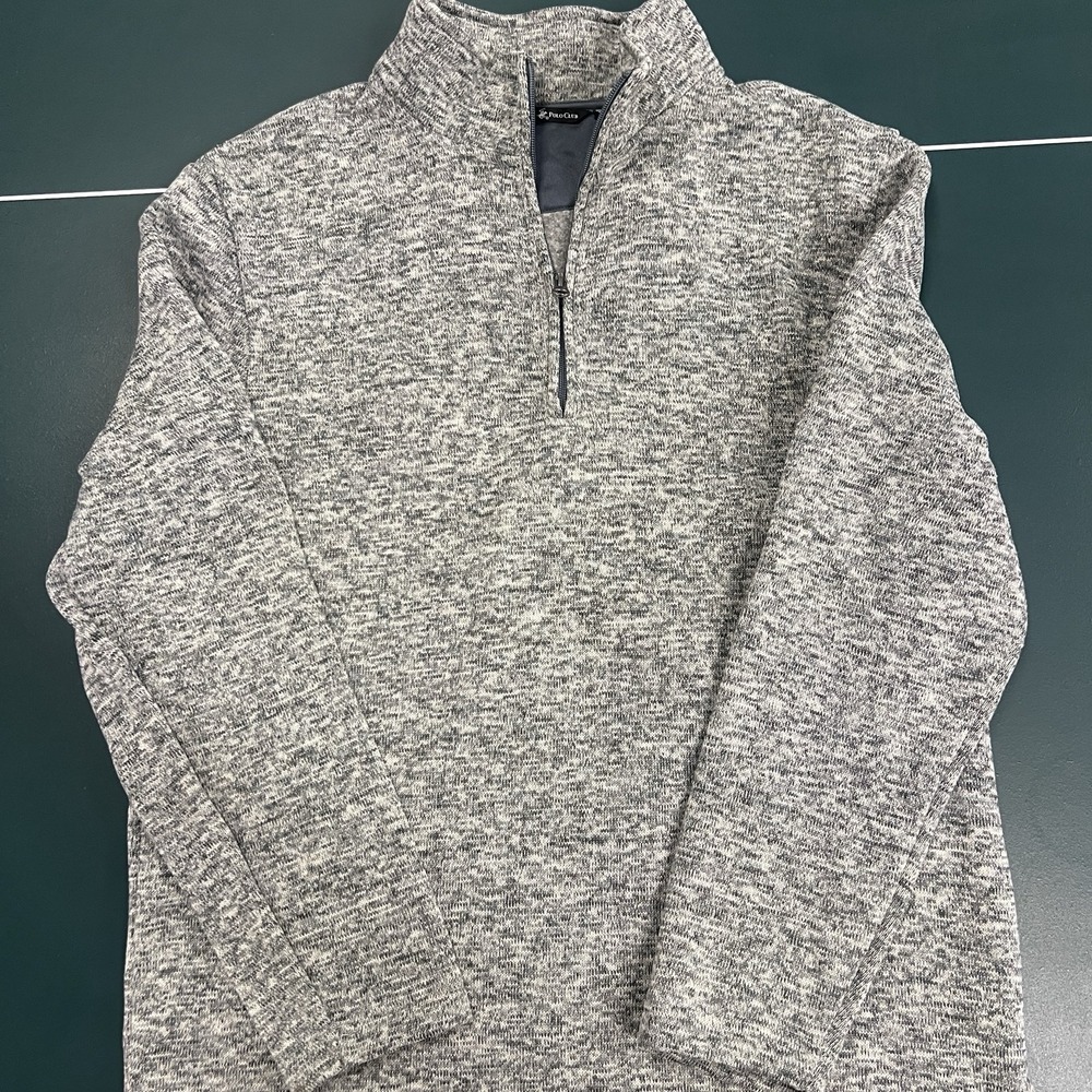 Beverly Hills Polo Club Fleece Sweatshirt Sweater Mens Medium Gray 1/4 Zip EUC